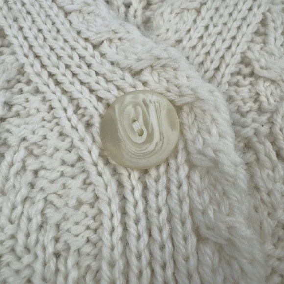 Aran Crafts Ireland 100% Merino Wool Cable Knit Cardigan Sweater S Cream - Picture 5 of 9